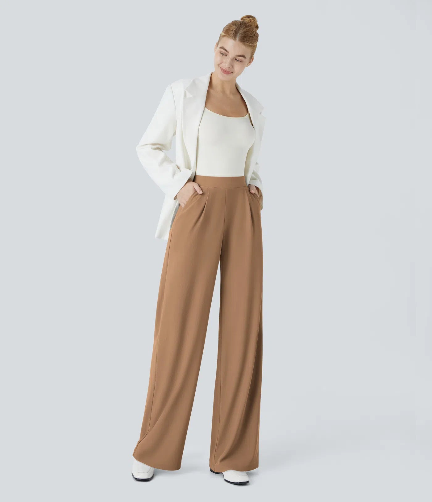 Halara Flex™ High Waisted Body Sculpt Waist-Slimming Pocket Wide Leg Micro Waffle Work Pants