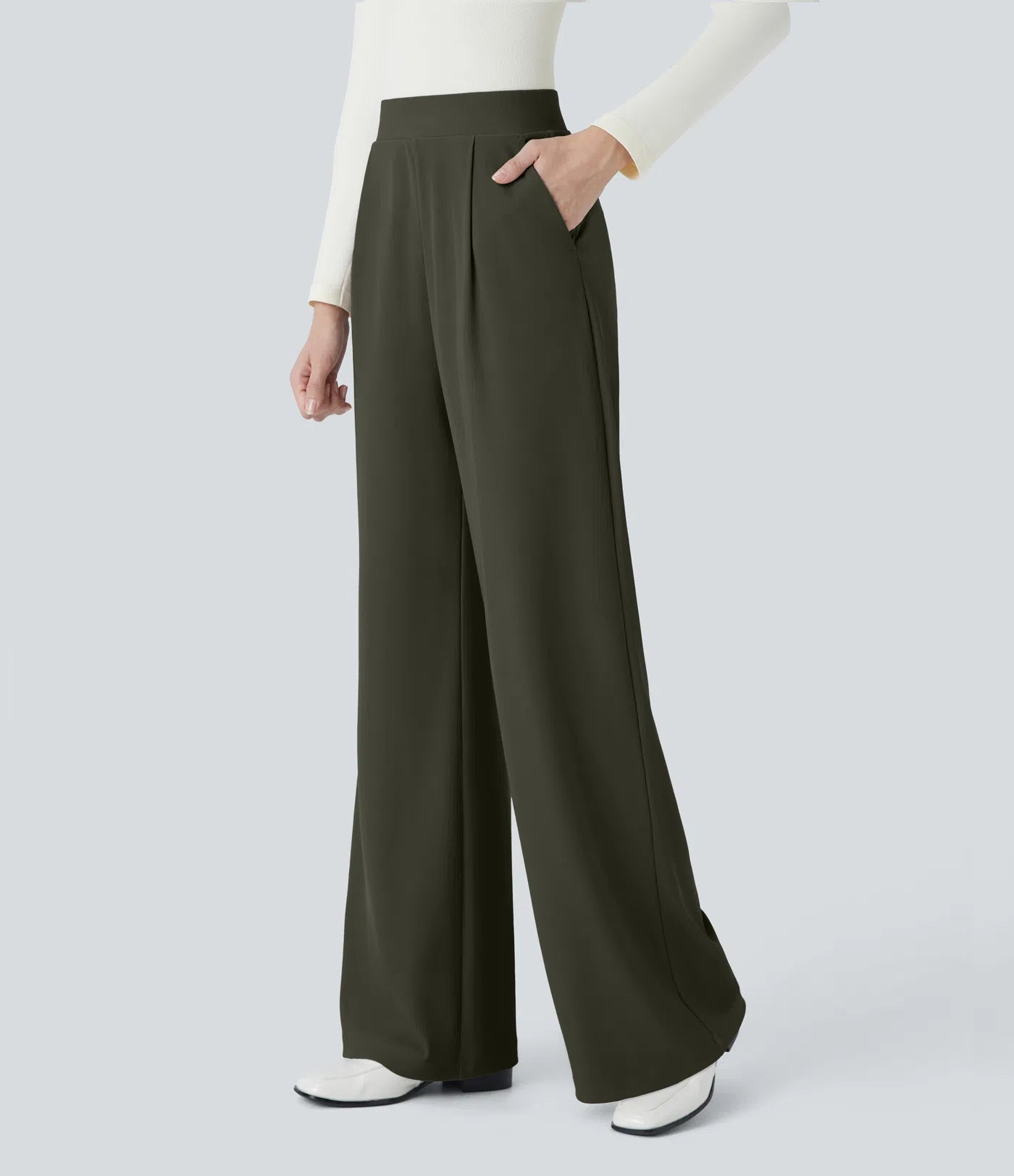 Halara Flex™ High Waisted Body Sculpt Waist-Slimming Pocket Wide Leg Micro Waffle Work Pants