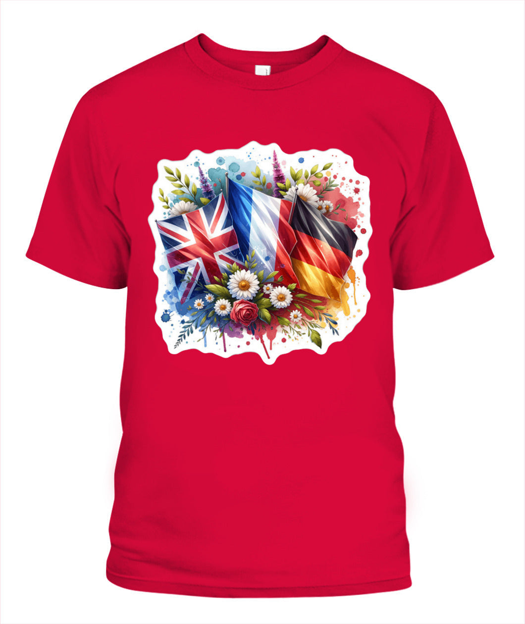 ✨From Every Fan, For Every Match✨-World Cup 2026 European Powerhouses Shirt | European Soccer T-Shirt - UK France Germany Floral Watercolor Flag Tee