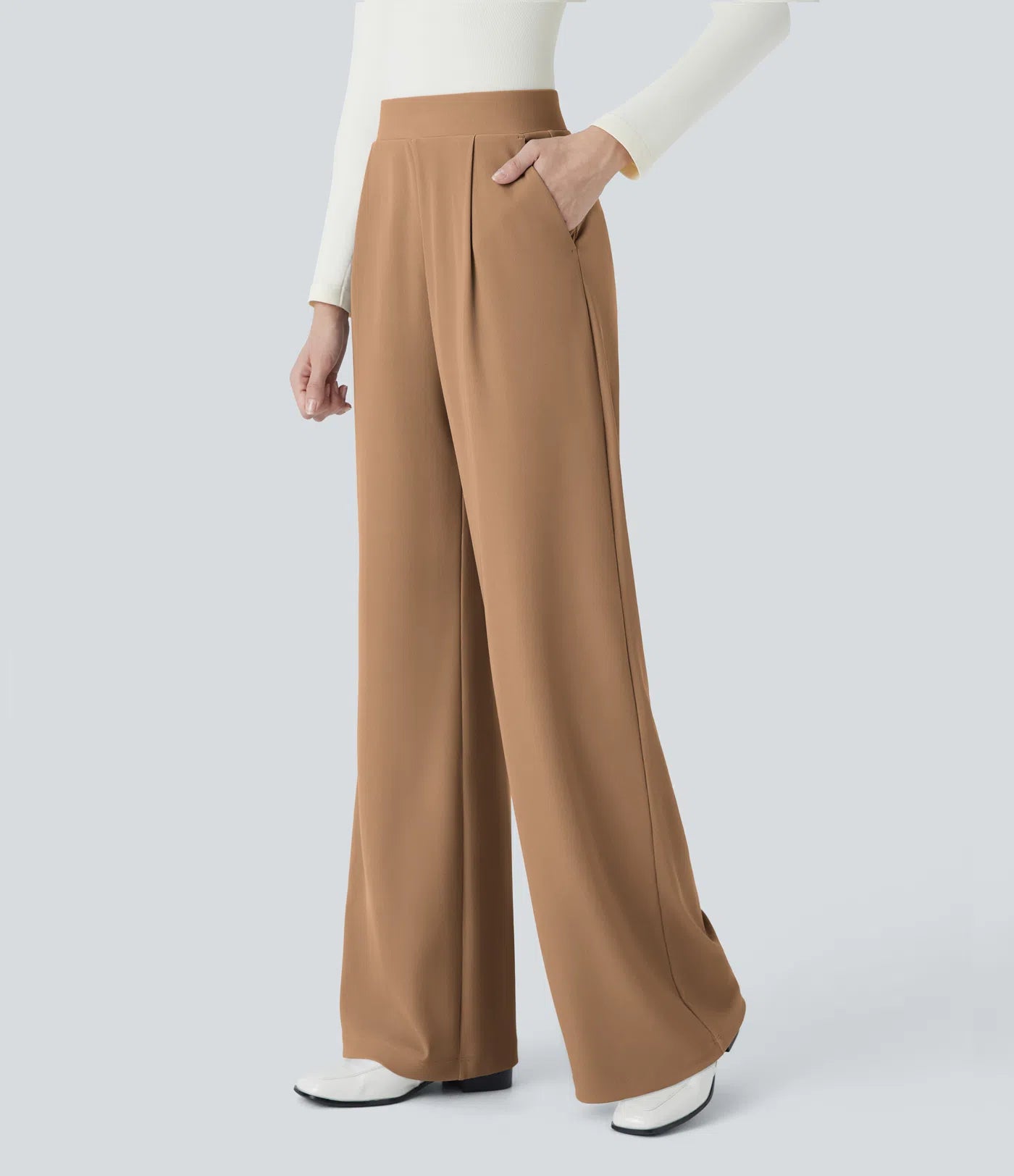 Halara Flex™ High Waisted Body Sculpt Waist-Slimming Pocket Wide Leg Micro Waffle Work Pants