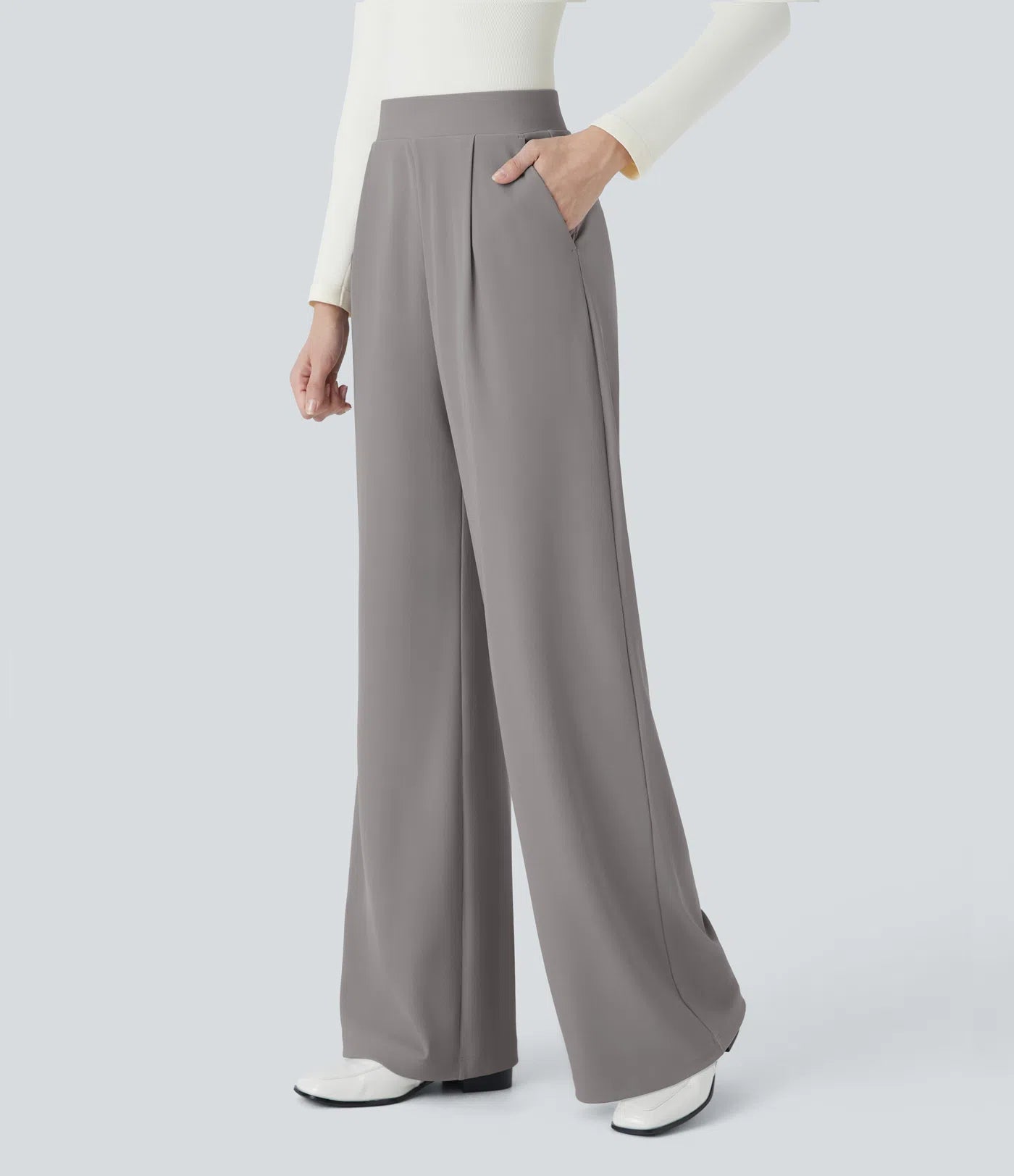 Halara Flex™ High Waisted Body Sculpt Waist-Slimming Pocket Wide Leg Micro Waffle Work Pants