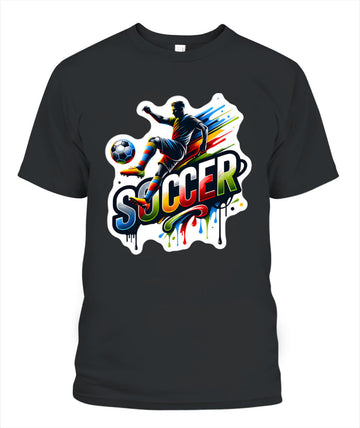 ✨From Every Fan, For Every Match✨-Dynamic "SOCCER" Graffiti T-Shirt - Volley Kick Action Graphic Tee