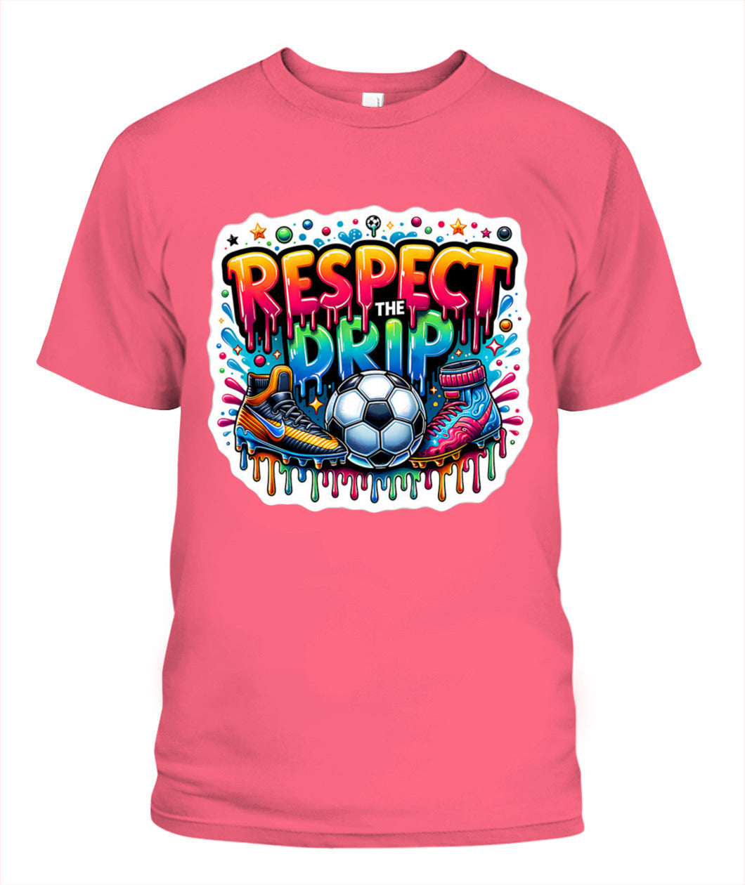 ✨From Every Fan, For Every Match✨-Respect The Drip Soccer T-Shirt - Neon Graffiti Cleats Youth Fan Tee