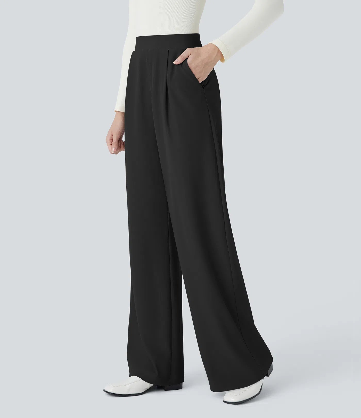 Halara Flex™ High Waisted Body Sculpt Waist-Slimming Pocket Wide Leg Micro Waffle Work Pants