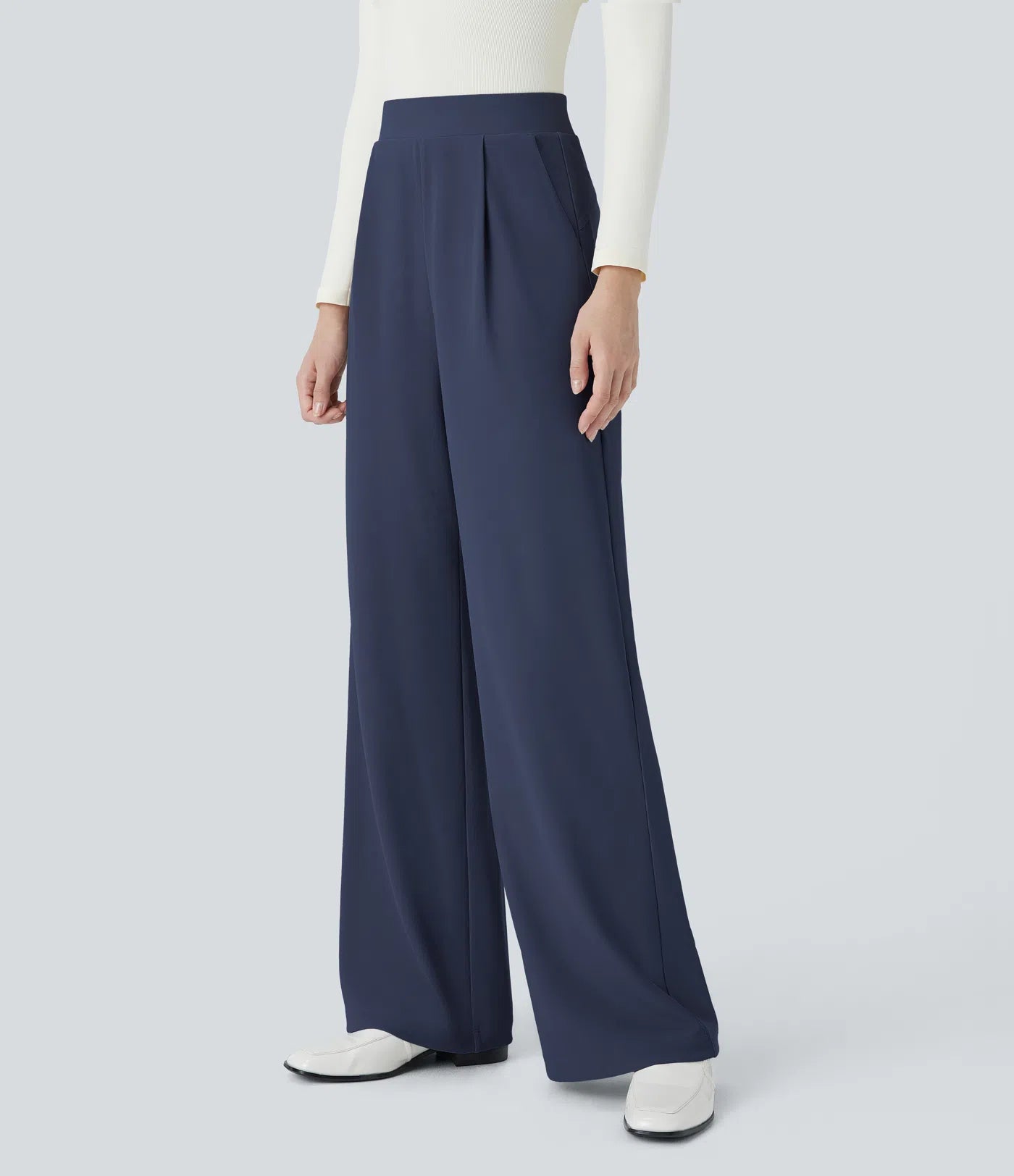 Halara Flex™ High Waisted Body Sculpt Waist-Slimming Pocket Wide Leg Micro Waffle Work Pants